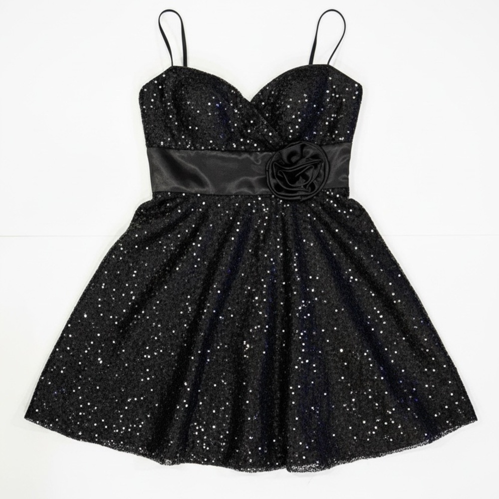 Prom Dress Hailey Logan Black Sequin Prom Dress Junior 5/6